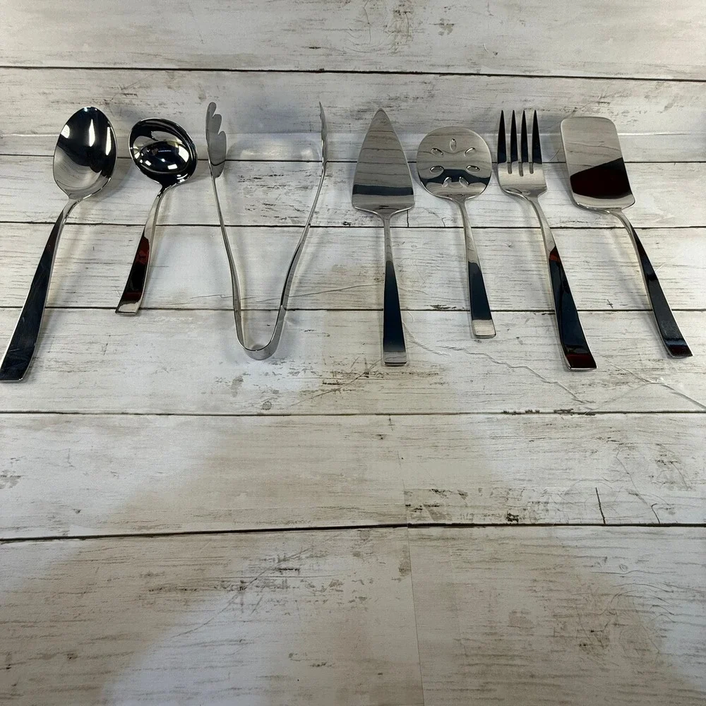 NIB Lenox 7 Piece Hostess Serving Set Stainless Steel Ladle Tongs Cake Server